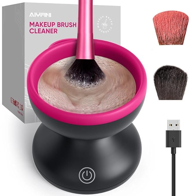 DEAL CICK Makeup Brush Cleaner Machine, Fast Electric Makeup Brush Cleaner  Dryer with 8 Rubber Collars, Deep Cosmetic Brush Spinner for All Size  Brushes, Wash and Dry in Seconds Black